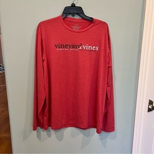 Vineyard Vines Long Sleeve Men’s Performance Heathered Red Split W Tee Sz M NWOT